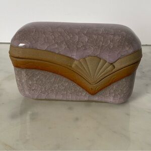 Vintage Style Purple Crackle with Shell Design Trinket Box